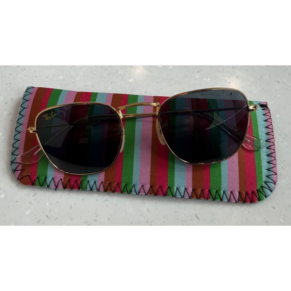 Ray-Ban Frank RB3857 Gold Square Metal Sunglasses Dark Grey Lens 48-20-140